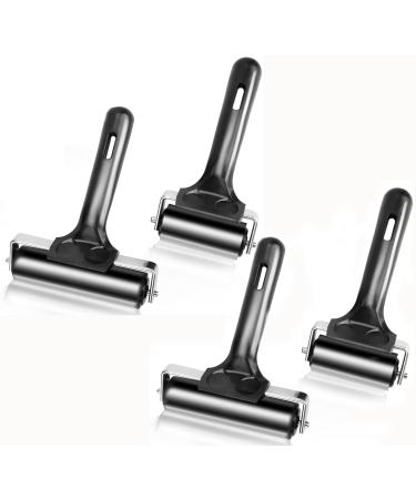 Yesland 4 Pcs Brayer Roller, Black Rubber Roller for Printmaking Wallpapers Stamping Gluing Application - 3-7/8 & 2-3/8 Inches