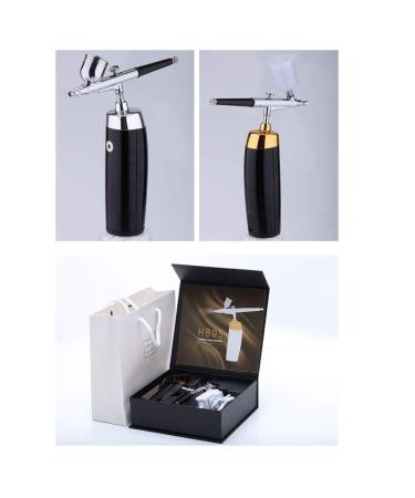 I.E.E. Rechargeable Portable Makeup Airbrush Set with Mini Air Compressor Ink Cup Spray Pen for Tattoo Nail Art Face Paint Cake Decoration Coloring Model (Black + Silver)