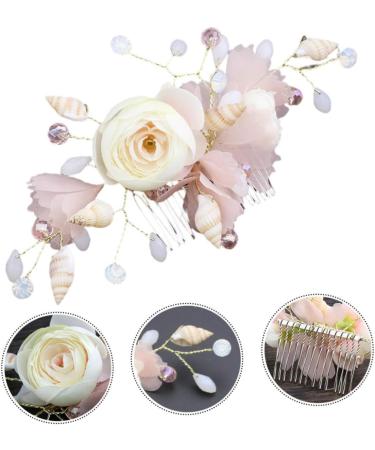 FRCOLOR Bridal Hair Comb French Side Combs Flower Headpiece Hanfu Hair Pin Rhinestone Barrettes for Women Wedding Hair Accessories Alloy Bride Crystal Spun Yarn Pink - Buy Online on GoSupps.com