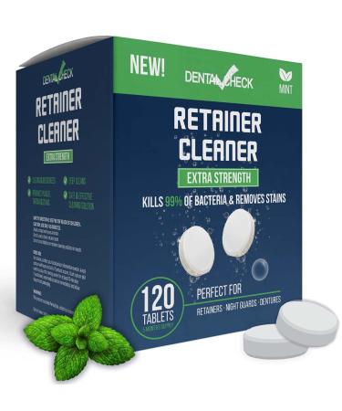 Retainer and Denture Cleaner 120 Tablets, 4 Month Supply Cleaning Tablets Denture Cleaners Remove Bad Odors, Plaque, Stains From Night Guards, Mouth Guards, Dental Appliance 120 Count (Pack of 1)