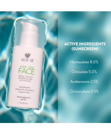 Aloe Up For the Face Daily Moisturizer with SPF 25 Sunscreen - Alcohol-Free Broad Spectrum Facial Lotion With Aloe Vera Gel - Dries Fast - Reef Friendly - For All Skin Types - Fragrance-Free - 1.7 Oz - Buy Online on GoSupps.com