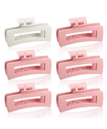 Xunyee 6 Pcs 4.1 Inch Bridal Bridesmaid Square Hair Clip Large Matte Hair Claw Clips Rectangular Claw Clips for Thin Hair Cute Hair Clips Bride Bachelorette Party Decorations Hair Styling Accessories
