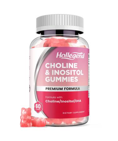 Prenatal Choline Inositol Gummies Chewable Choline Supplement with DHA Prenatal Vitamin for Women & Kids Support Nervous System Immune & Brain Health Vegan Strawberry Flavor Sugar Free 60 Ct