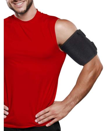 ARMSTRONG AMERICA Bicep Tendonitis Brace Bicep Band & Upper Arm Compression Sleeve I Triceps & Biceps Muscle Support For Upper Arm Tendonitis Pain Relief Or Bicep Strains (S/M Bicep 6 to 10") Small/Medium Black