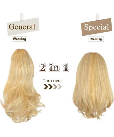 Sofeiyan 13 Long Curly Ponytail Extension | Dark Blonde to Bleach Blonde | Clip-in Claw Hairpiece for Women - Buy Online on GoSupps.com