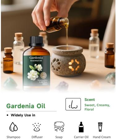 Pure Gardenia & Sandalwood Essential Oil Set Natural Floral Woody Oil Duo for Reed Diffuser Skin Hair Care Perfume Candle Making Evening Relaxation 2 x 3.38 Fl Oz - Buy Online on GoSupps.com