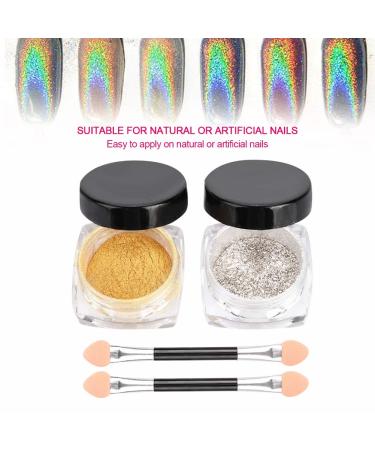 Buy Glitter Pigment Powder for Nails - Chrome Effect Nail Art | Gold & Silver DIY Manicure Decoration - Buy Online on GoSupps.com
