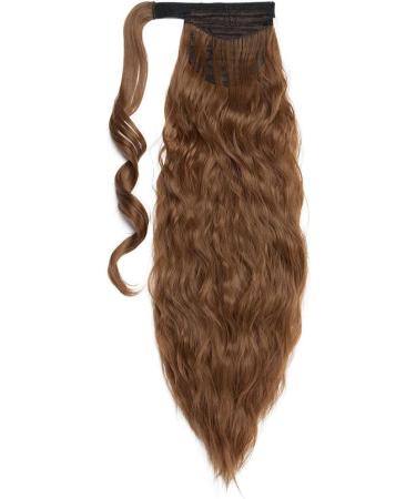 20 Inch Long Corn Wave Ponytail Clip in Hair Extensions - Light Brown Wrap Around Hairpiece for Women - Buy Online on GoSupps.com