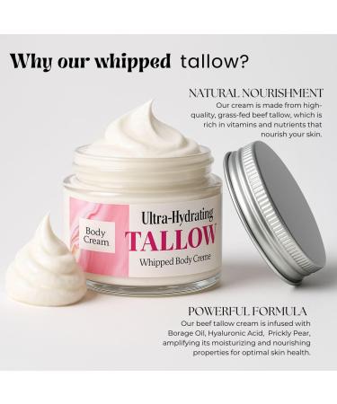 Nature Skin Shop Whipped Tallow Body Cream - Four Ounces - Intense Moisturizer for Dry Sensitive & Compromised Skin - with Grass-Fed Tallow - Buy Online on GoSupps.com