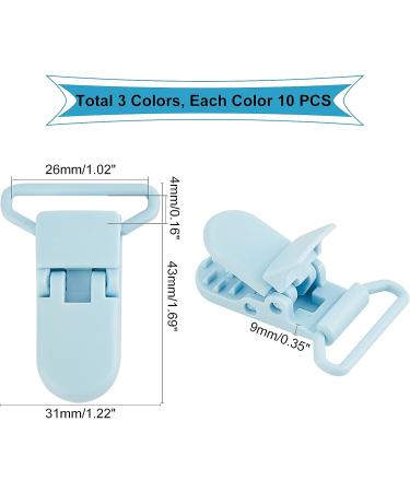 CHGCRAFT 30pcs 3 Colors Plastic Pacifier Holder Clip - DIY Bib Clips and Plaything Holder Replacement - Ideal for Business, Office, Clothing Accessories and Student Supplies - Buy Online on GoSupps.com
