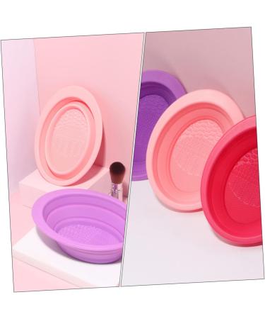 Angoily Cleaning Scrubber Makeup Brush Scrub Pad Travel Bowl Foldable Silica Gel Makeup Gadgets - Buy Online on GoSupps.com