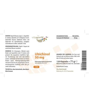 Buy Vitaworld Ubiquinol 50 mg Capsules - Easily Absorbed Q10 120 Capsules for Optimal Health - International Shipping Available - Buy Online on GoSupps.com