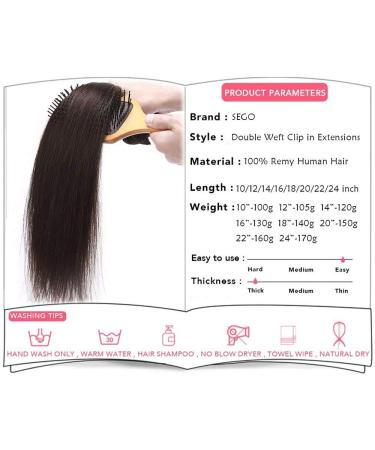 SEGO Clip-In Hair Extensions - 100% Remy Real Hair Dark Brown #2 56 cm (160g) - Partial Set for Full Volume - Buy Online on GoSupps.com