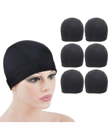 6 Pieces Black Dome Cap for Wig Making Stretchy Wig Cap with Wide Elastic Band (L) L black - Buy Online on GoSupps.com