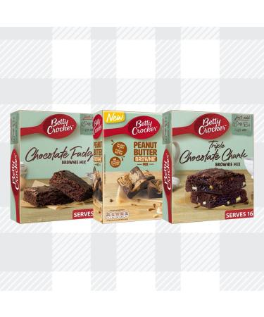 AETN Creations Bake Irresistible Homemade Brownies with Betty Crocker Brownie Mix Pack of Peanut Butter Chocolate Fudge and Triple Chocolate Flavours with AETN Fridge Magnet - Buy Online on GoSupps.com