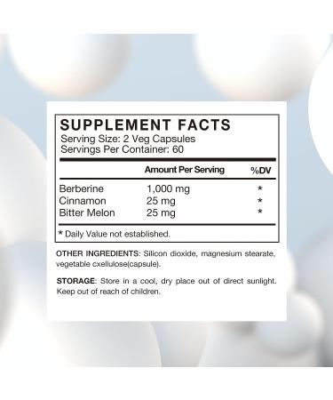 Berberine 1000mg Supplement with Ceylon Cinnamon & Bitter Melon - 120 Veg Capsules - Made in USA - Buy Online on GoSupps.com