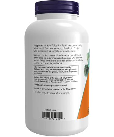 Now Foods Calcium Citrate Pure Powder 8 oz - Supports Bone Health & Absorption - Buy Online on GoSupps.com