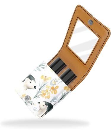 Travel Lipstick Organizer Case | Portable Makeup Bag with Mirror | Cute Animal Bear Flower Pattern - Buy Online on GoSupps.com
