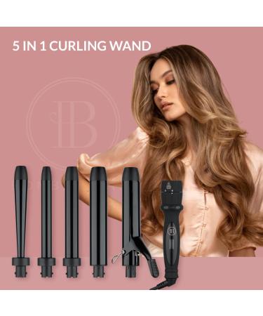 Bombay Hair Curling Wand Set - 5 in 1 Professional Tourmaline Curling Iron Kit with Heat Resistant Glove & Temperature Control | Perfect for Salon-Quality Curls - Buy Online on GoSupps.com