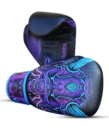 Buddha Fight Wear Fantasy Luzbel Boxing Gloves - 14oz Blue - Muay Thai & Kickboxing - High-Quality Synthetic Leather Odor-Inhibiting Reinforced Seams Unique Designs - Buy Online on GoSupps.com