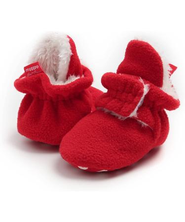 TMEOG Baby Booties Slippers | Infant Boots for Boys Girls | Winter Sock Crib Shoes 0-18 Months | 0-6 Months | Red - Buy Online on GoSupps.com