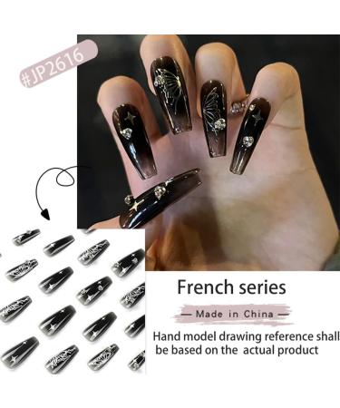 AJTUTUS Butterfly False s Tips Detachable Press On s Full Cover False s French Tip False s Manicures Supplies - Buy Online on GoSupps.com