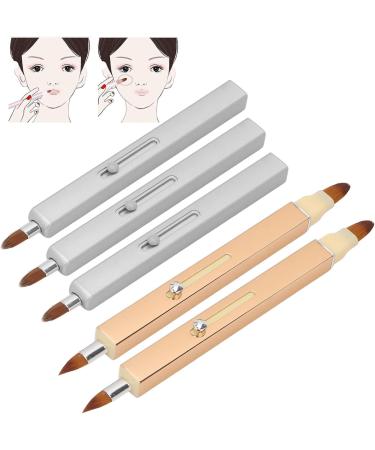 Retractable Lip Brush Nylon Bristle Portable Makeup Brush with Retractable Design Dustproof Durable Shell 2 Double Ended and 3 Single Ended Brushes for Precise Application - Buy Online on GoSupps.com