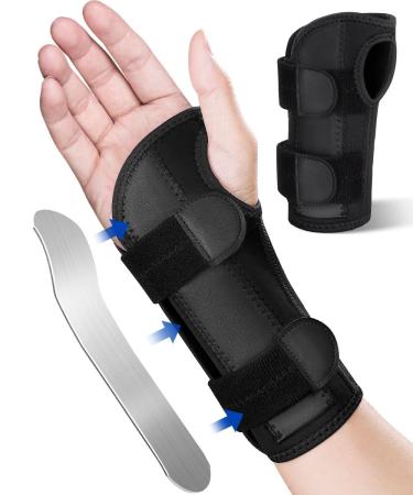 Wrist Brace with Metal Wrist Splint Carpal Tunnel Wrist Brace for Night Sleep Adjustable Wrist Support Men Women for Tendonitis Arthritis Pain Relief - Right Hand Small Fit Wrist 5.1-6.9 inch Right Hand-black Small