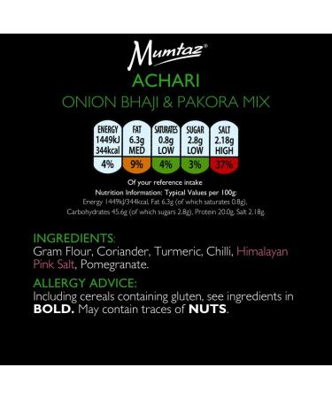 Mumtaz ACHARI PAKORA & ONION BHAJI Mix 375g - Reusable Resealable & Stacking Friendly Container - Buy Online on GoSupps.com