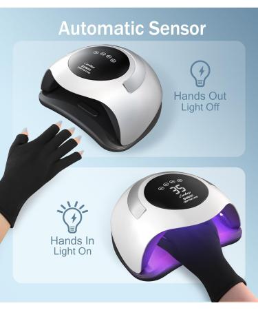 Easkep 120W UV LED Nail Lamp for Gel Polish | LCD Touch Screen, 4 Timer Settings, Auto Sensor | Includes 1 Pair Anti-UV Gloves | Home & Salon Use | A-120w-white - Buy Online on GoSupps.com