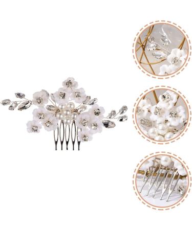 Housoutil Bridal Comb Wedding Hair Comb Hair Accessories for Girls Flower Hair Clip Wedding Ceremony Decorations Tiara White Pearl Bride Flower Head Color-preserving Copper Wire - Buy Online on GoSupps.com