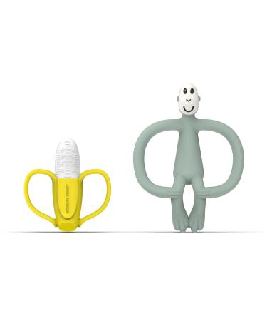 Matchstick Monkey gift set bite rings Set/Antimicrobial Beißring/Dental Aid/Gel Applicator for Wound Gums/BPA-free/easy to grasp/from 3 months/banana & monkey MINT