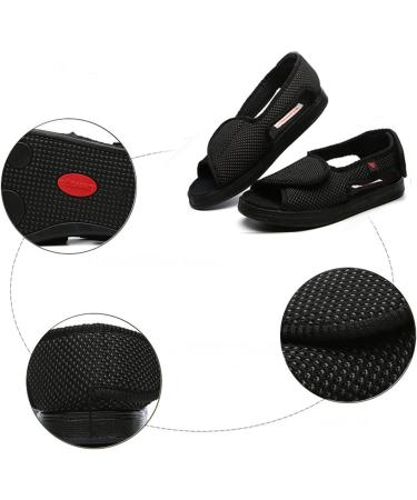 Top Adjustable Diabetic Slipper Shoes - Open Toe Sandals for Elderly with Swollen Feet - Claret - 21.5cm - Buy Online on GoSupps.com