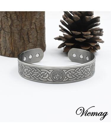 Vicmag Lymphatic Drainage Copper Bracelet for Men | 9X Ultra Strength Magnetic | 99.99% Pure Copper | Adjustable Size | Grey Celtic Knot 2 Design | Gift Box Included - Buy Online on GoSupps.com