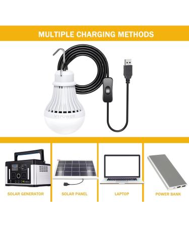 VTpower USB LED Light Bulb Camping Latern Outdoor Light with Simple Switch  Portable LED Bulb 5V 5W for Garage Warehouse Car Truck Fishing Boat Outdoor Emergency Light White Lamp 2.5m/8.2ft 1 Pack - Buy Online on GoSupps.com