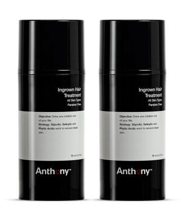 Anthony Ingrown Hair Treatment for Men (Pack of 2) Gel Solution to Calm Down Razor Burn Scar and Redness Eliminator Bump Removal 3 Fl. Oz 3 Fl Oz (Pack of 2)