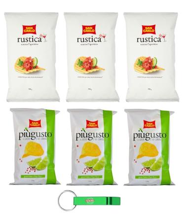 Lot de 6 paquets de test San Carlo Patatine citron vert et poivre rose 3 x 150 g Rustica 3 x 300 g sachet de chips de pommes de terre porte-cl s Beni Culinari