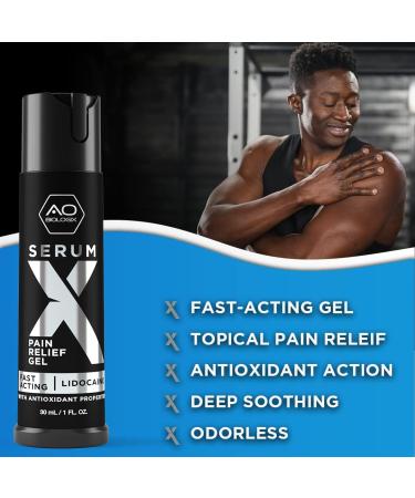AO Biologix Serum X Pain Relief Gel - Muscle, Back, Neck, Hand, Legs, Feet, Shoulder Pain Relief Spray with Lidocaine Cream - Minor Burn, Skin Irritation, Bug Bite Relief - 8 oz Spray Bottle - Buy Online on GoSupps.com