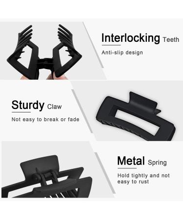 Matte Square Claw Hair Clips Set - 4 PCS | All-Black, Cute Hair Accessories for Women - Buy Online on GoSupps.com