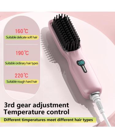 Portable Mini Wireless Hair Straightening Brush - Cordless Straightener Comb with 11 Temperature Settings Fast Heating & Anti-Scald - Lightweight & Travel-Friendly for All Hair Types - Pink - Buy Online on GoSupps.com