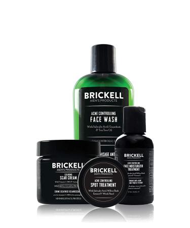 Brickell Men's Acne Controlling System for Men Acne Fighting Face Moisturizer Treatment Face Wash Spot Treatment and Scar Cream Natural & Organic