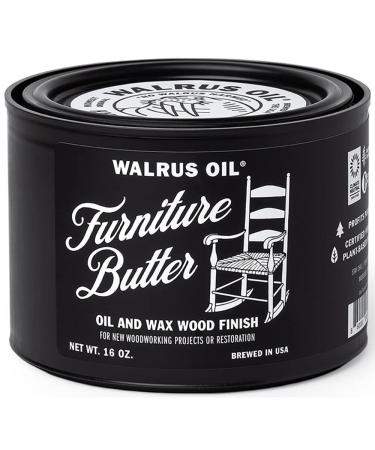 Walrus Oil - Furniture Butter - Oil and Wax Finish for Tables, Chairs, and Woodworking Projects, 100% Plant Based, 16oz
