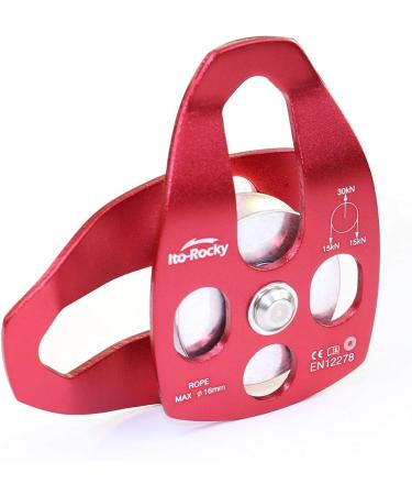 Ito Rocky 30kN & 32kN CE Certified Large Rescue Pulley Single & Double Sheave with Swing Plate Red - Buy Online on GoSupps.com