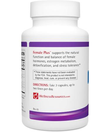 Wellness Resources Female Plus for Healthy Estrogen Metabolism Menstrual Rhythm Support Energy and Mood - Chaste Berry I3C DIM Calcium-D-Glucarate B6 Myo-Inositol Sulforaphane (60 Capsules) - Buy Online on GoSupps.com