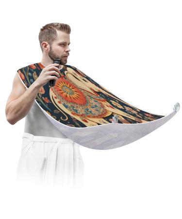Ethnic Elephant Beard Bib Apron Beard Hair Catcher for Men Shaving Fathers Day Anniversary Christmas Gifts for Dad Husband Beard Bib with 2 Suction Cups