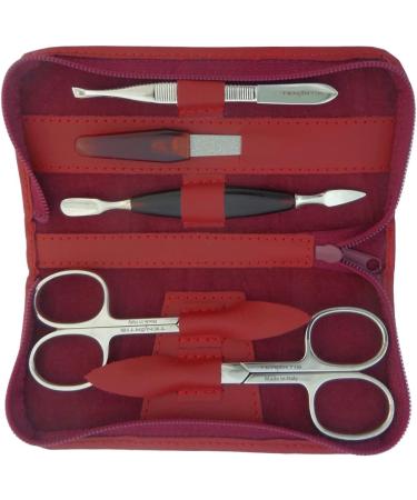 Tenartis 345 5-Piece Burgundy Nappa Genuine Leather Manicure Set with Zipper - Made in Italy - Buy Online on GoSupps.com