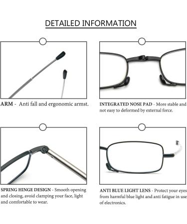 Kokobin Foldable Reading Glasses - Stainless Steel Anti-Blue Light 2 Pairs with Hard Shell Case Unisex Reading Aid - Perfect Gift for Couples - Buy Online on GoSupps.com