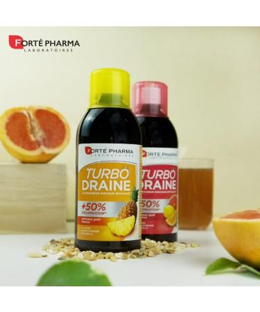 Fort Pharma - TurboDraine Pineapple - Slimming Drainer - Slimming Food Supplement - Green Tea Meadowsweet - Weight Loss - Pineapple Flavor - Pack 2x500ml - Buy Online on GoSupps.com