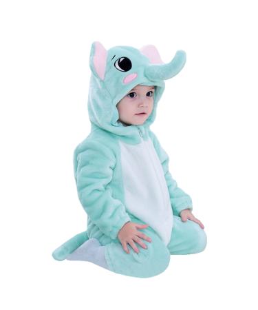 Doladola Baby's Hooded Onesies Cartoon Animal Romper Baby Loungewear Newborn Outfits Jumpsuit 18-24 Months elephant
