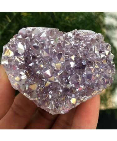 Natural Crystal Rough 1PC Lovely Rainbow Angel Aura Crazy Amethyst Clusters Natural Quartz Crystal Rough Stone for Gifts 70-100g